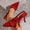 Red, variant on PiGOGI Women's Cute High Heel Sandals Pointed Toe Closed Toe Slingback Patent Leather Adjustable Strap Plus Size Black 38