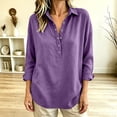 thumbnail image 5 of Vivianyo HD Women's Collared Half Button Popover Blouse, Fall Solid Long Sleeve Shirt for Women, Women's Purple, Sizes S-3XL, 5 of 5