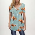 thumbnail image 1 of Aqestyerly Haut à Manches Courtes en Solde, Mode Décontractée pour Femmes Col en V Imprimé Grande Taille Blouse à Manches Courtes pour Tenue Décontractée(m), 1 of 6