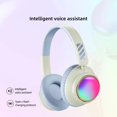 thumbnail image 4 of [Updated Bluetooth Headphones Over Ear, 65 Hours Playtime Wireless Headphones with Microphone,Foldable Lightweight Headset with Deep Bass,HiFi Stereo Sound for Travel Work Cellphone,Sky Blue, 4 of 6