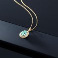 thumbnail image 5 of Gem Stone King 14K Yellow Gold Pendant 1.34 Ct Oval Blue Apatite White Diamond, 5 of 5