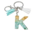 thumbnail image 1 of Green Tassel Letter Keychain, Crystal Drop Glue, Gold Foil, Stone Jewelry, Pendant, Bag, Keychain, 1 of 2