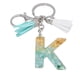 thumbnail image 1 of Llavero de letras con borlas verdes | Colgante de cristal acrílico | Lámina de oro, pegamento en gota, joyería de piedra engrosada | Amuleto de bolso con estilo, accesorio para mochila | 1 pieza, 1 of 2