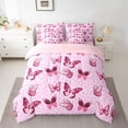 thumbnail image 2 of jejeloiu Pink Butterfly Print 7pcs Bedding Comforter Set,Boho Wild Animal Queen Bedding Sets,Cute Cherry Blossom Queen Sheet Sets For Girl,Microfiber Bedroom Decor Reversible, 2 of 8