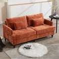 thumbnail image 2 of MOONMISS chenille Fabric Loveseat sofa, 2-Seat Upholstered for Living Room,Brown wood feet Dark Orange, 2 of 5