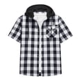 thumbnail image 6 of Mens Flannel Hoodie Shirt Casual Button Down Plaid Jacket Shirts Stylish Short Sleeve Shirts with Pockets, 6 of 6