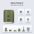 thumbnail image 2 of Electric Air Pump Ultralight Portable Nano Pump 2 Rechargeable Battery with Camping Lantern for Air Cushion, Air Pillow (Army Green), 2 of 6