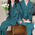thumbnail image 2 of CAIYIER-Conjunto de pijamas para parejas, ropa de dormir con estampado de perro, a rayas, para amantes de las mujeres y los hombres, ropa de dormir de invierno, ropa de dormir Coreana de Navidad, 2 of 4