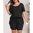 thumbnail image 4 of Daystry Womens Plus Size Pajama Sets 2 Piece Summer Short Sleeve Tops Shorts with Pockets for Lounge Sleepwear L-4XL, 4 of 9