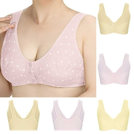Fesfesfes Bras for Women Wireless Ladies Embroidered Print Glossy Comfortable Breathable Bra Underwear Bras