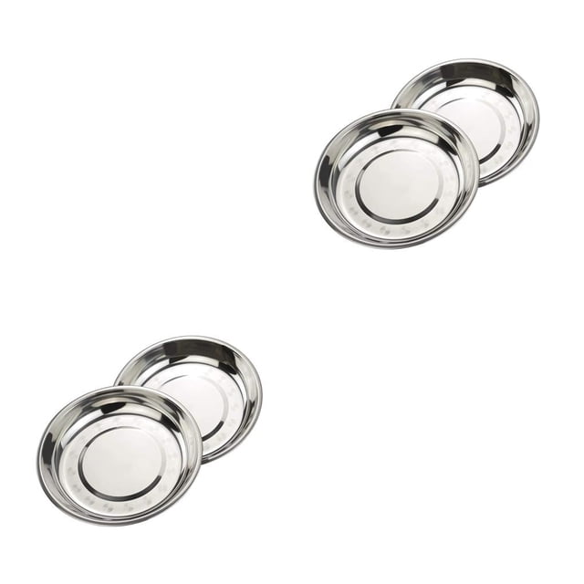 Advancent Stainless Steel Round Dinner Plate Dish Small Plates, Holder Disc Dish 18cm Steel Stainless Small Non-Magnetic 22cm. Plate 2piezas
