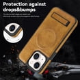 thumbnail image 4 of Magnetic for iPhone 13 Premium PU Leather Case,Built-in Invisible Stand [Compatible with Magsafe] Protective Slim Kickstand Phone Cover Compatible with iPhone 13, Brown, 4 of 10