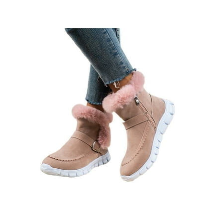 

Tenmix Women Breathable Snow Boots Work Casual Side Zip Warm Booties Comfort Winter Shoes Pink 6.5