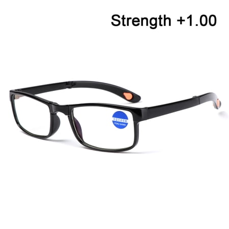 Unisex Portable PC Frame High-definition Presbyopia Eyeglasses Flat Mirror Eyewear Anti-UV Blue Rays Folding Reading Glasses STRENGTH +1.00