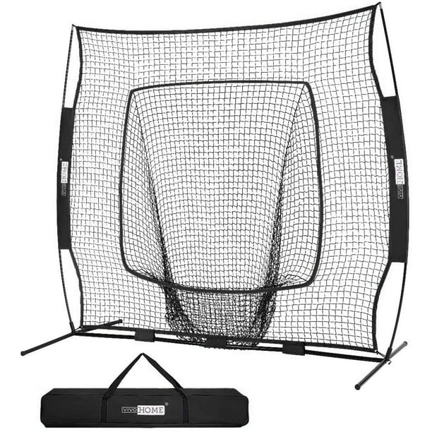 VIVOHOME 7 x 7 Feet Baseball Backstop Softball Practice Net with Strike Zone Target and Carry