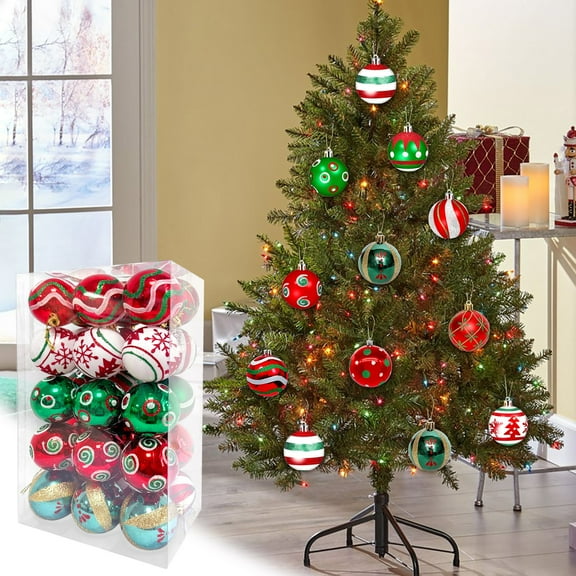 PALIFEUR 30 Pcs Christmas Balls Ornament, Colored Hanging Christmas Ball for Christmas Tree Ornament, Christmas Tree Balls for Home Indoor/Outdoor Holiday Party Decor ( 2.4 Inch )