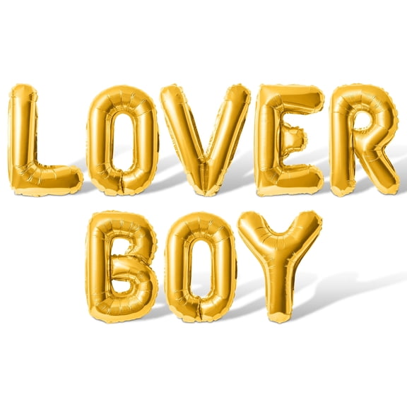 Letter Balloons - LOVER BOY 16" Inch Alphabet Letters Foil Mylar Balloon Bachelor Party Banner (Gold)