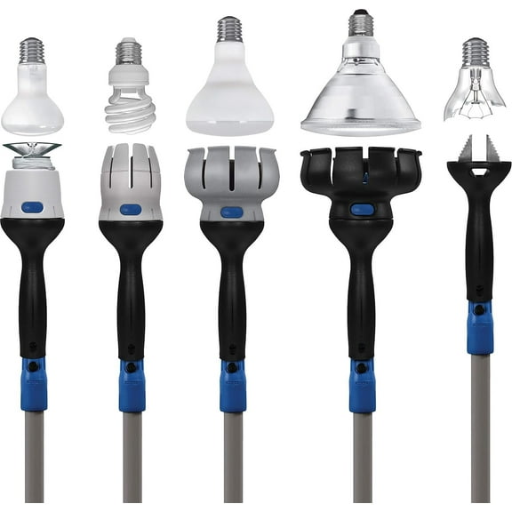 Unger 977001 Universal Lightbulb Changer Kit with 11' Telescopic Pole and 5 Attachments, 1 CountPack of 1, Plastic, White