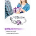 thumbnail image 5 of Silvora Sterling Silver Birthstone Rings for Women Heart Purple Alexandrite Open Ring Birthday Christmas Valentine's Jewelry Gifts, June, 5 of 8