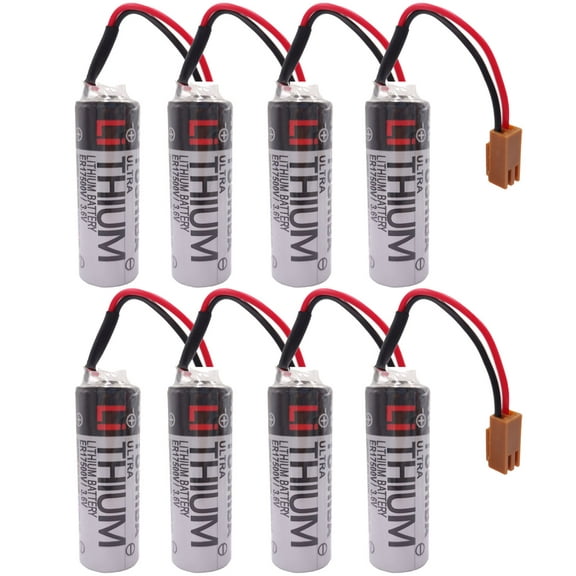 8 PCS ER17500V 3.6V 2700mAh Battery for Toshiba PLC CNC Backup Battery with Brown Plug
