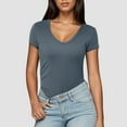 thumbnail image 2 of NJGRAE Black Tops for Women Women’S Slub Knit T-Shirts Women's Summer Top Solid Color Versatile Fashion Short Sleeved Top Women’S Ruffle Sleeve Tops L, 2 of 5