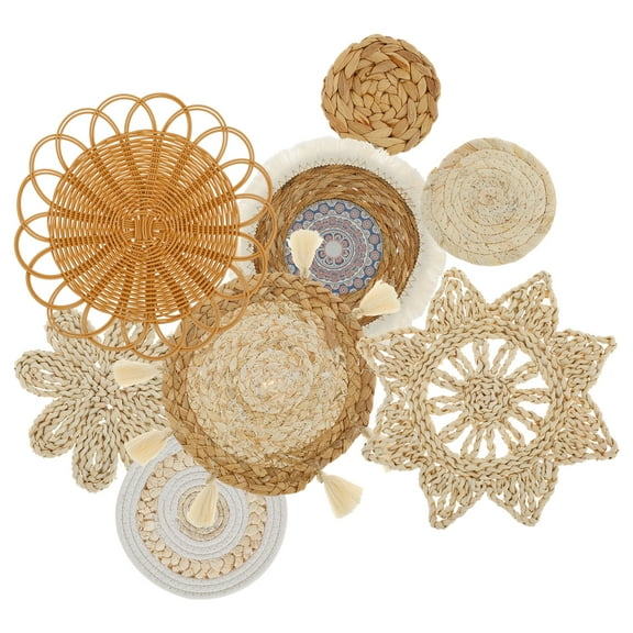 8 Pcs Wall Basket Decor Hanging Woven Basket Wall Decor Multipurpose Wall Basket Decor Set Decorative Basket Wall Decor Set for Home Living Room Bedroom Nursery