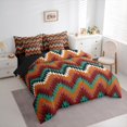 thumbnail image 3 of Manfei Women Tribal Boho Twin Bedding Sets 7-Piece, Mandala Hippie Aztec Bedding Comforter Set, Orange Teal Square Abstract Reversible Sheet Sets, Ultra Soft Bedroom Decor, 3 of 7