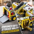 thumbnail image 5 of Huge Wave Construction Carrier Truck Toys for Boys Ages 3-8, Construction Race Track Toys Set, with Sound & Light, 2 Engineering Cars, Christmas Birthday Gifts for Kids, Yellow, 5 of 8
