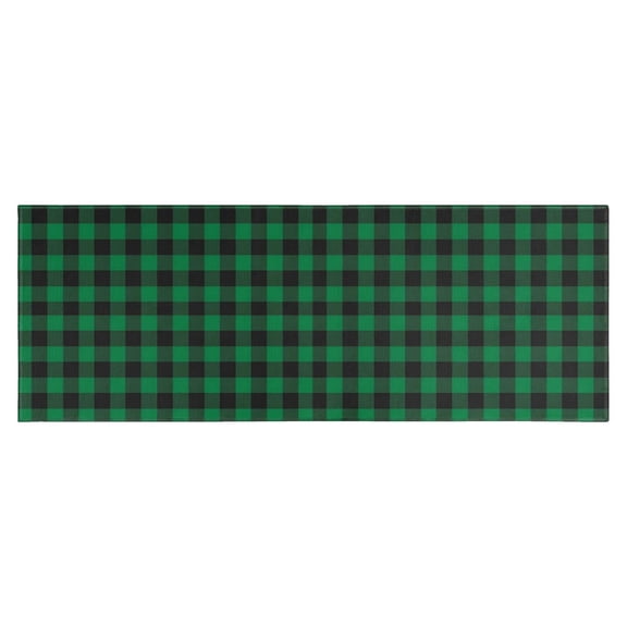 Green Black Checkerboard Checkered Pattern Kitchen Rug Mat,Kitchen Runner Rugs Non Skid Washable,Decorative Kitchen Floor Mats for Kitchen,Sink,Laundry,17"X47"