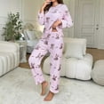 thumbnail image 2 of Hrsba Women's Pajama Set Long Sleeve Round Neck Top with Long Pants Flannel Print for Fall Winter, 2 of 5
