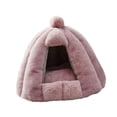 thumbnail image 3 of Cama semicerrada para gatos, tienda de campaña con cojín extraíble y colchón suave, diseño semiabierto, hecha de material PP, adecuada para gatos, per rosa, 3 of 7