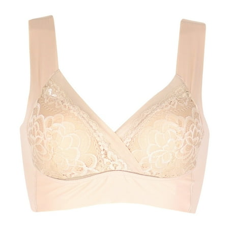 

Spdoo Plus Size Ladies Bra Soft Thin Cup Women Seamless Bra Beige L
