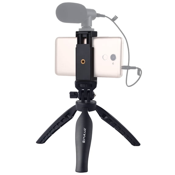QKOO Desk Plastic Tripod Mount with Phone Clamp & Adjusting Tripod Head for Smartphones(Black)