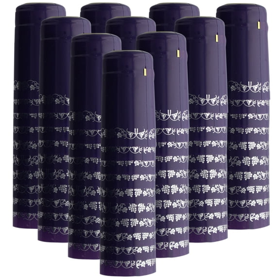 PVC Heat Shrink Capsules With Tear Tabs For Wine Bottles - 120 Count (Purple/...