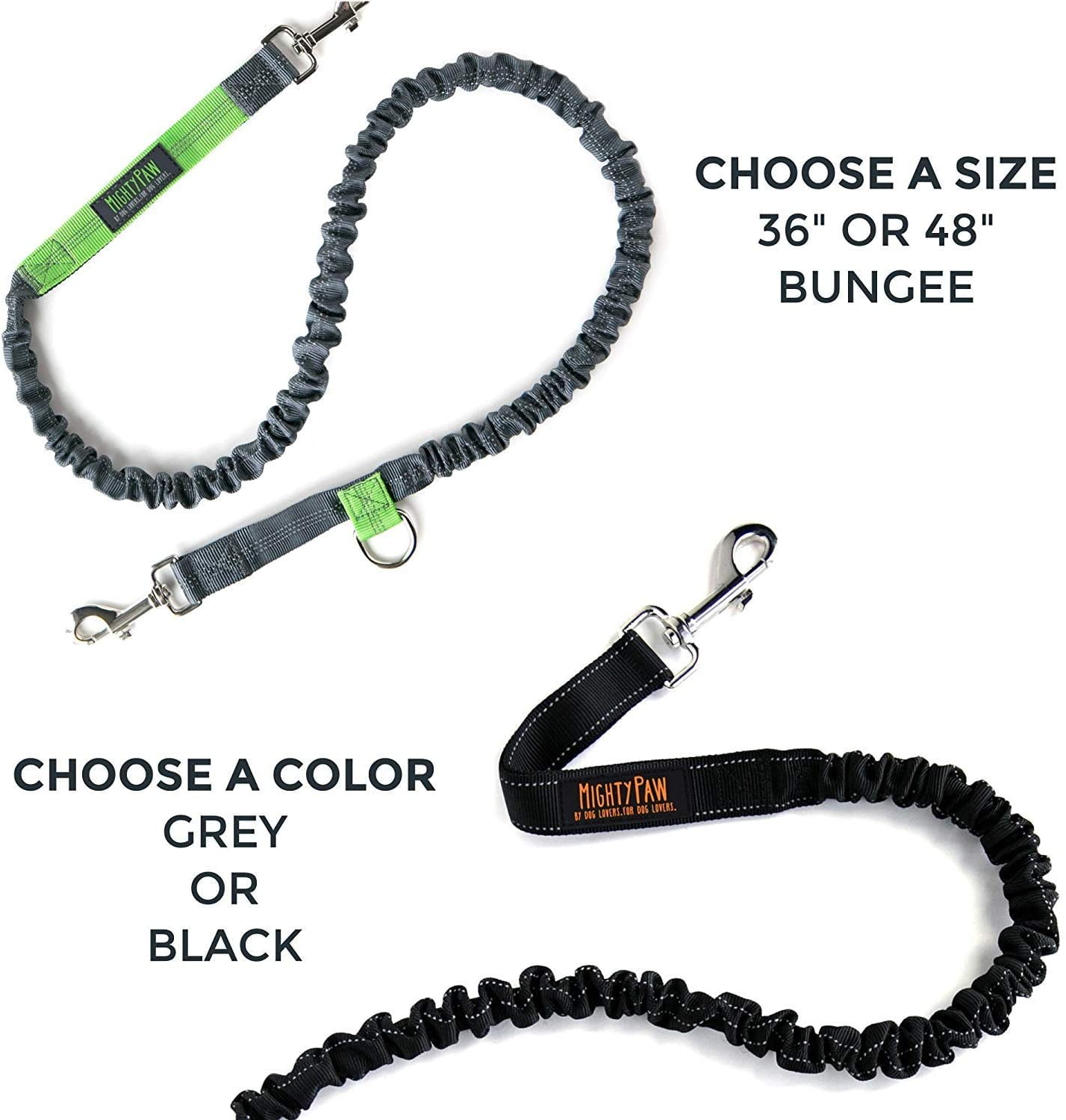Mighty Paw Hands Free Dog Leash | Reflective Bungee for Running, Walking, Hiking, Jogging, Training