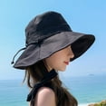 thumbnail image 2 of CoCopeanut New Autumn Summer Solid Color Bucket Hat for Women UV Protection Sun Hat Big Wide-brim Visor Women's Sunscreen Fisherman Hat, 2 of 6