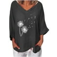 thumbnail image 2 of YUNAFFT Womens Tops Casual Loose Fashion Women's Fashion Printed V- Neck Three Quarter Sleeve T-shirt Blouse Loose Tops On Sale, 2 of 5