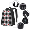 thumbnail image 2 of Balery Heart Black Buffalo Plaid Gingham Mochila para hombre y mujer - Tela Oxford 600D resistente - Gran capacidad, resistente al agua, ideal para la escuela, viajes y senderismo, 2 of 6