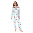 thumbnail image 2 of FORMRS Onesies Pajama for Adults Unisex Hoodie Winter Jumpsuit One Piece Sleepwear, Sizes S-2XL, Light Blue Checkered Heart, 2 of 7