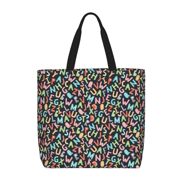 Balery Alphabet Bolsa de Mano para Mujeres con Cremallera, Bolsa de Gimnasio con Compartimentos, Bolsa para Laptop, Bolsa para Trabajo