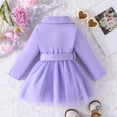 thumbnail image 4 of Girls Dress Children Long Sleeve Bowknot Button Dresses Tulle Dress Clothes Baby Dress Purple 18 Months-24 Months, 4 of 7