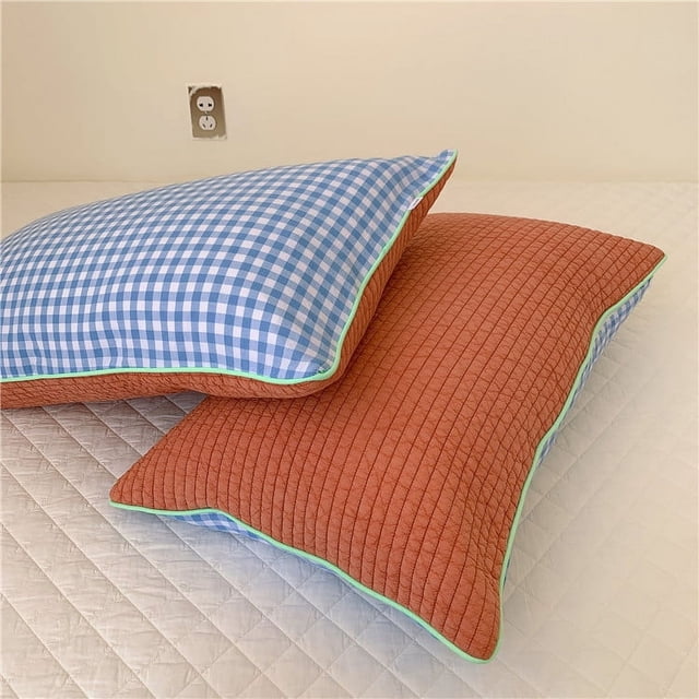 Nvzi 2 fundas de almohada acolchadas con estampado verde, fundas de almohada coloridas que iluminan el paisaje de tu dormitorio, 18,9 x 29,13 pulgadas (naranja-rojo)