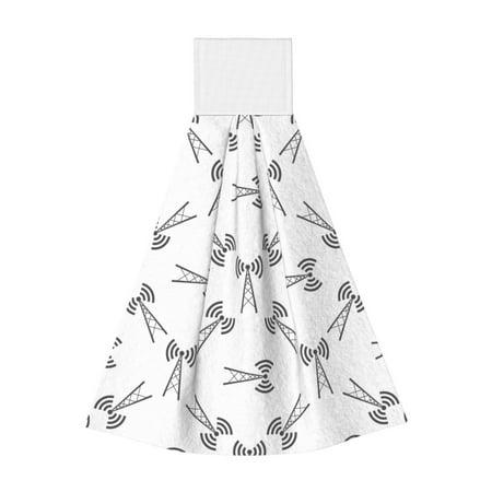 

Horeoi Antenna Icon Print Coral Fleece Microfiber Hanging Hand Towel Absorbent Hand Towel Quick Dry Thicken Cleaning Cloths Wipes Rags for Kitchen & Bathroom