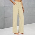 thumbnail image 4 of SAHFX Womens Linen Pants High Waist Trousers Beach Vacation Clothes Lounge Trousers Cotton Gauze Pants for Women Straight Leg Pants Comfortable Pants Baggy Trousers, 4 of 9