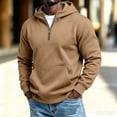 thumbnail image 6 of Half Zip Hooded Sweatshirts for Men,Long Sleeve Casual Solid Sweatshirt with Kangaroo Pocket for Home Loungewear, 6 of 6