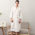 thumbnail image 4 of Women Robes Unisex Breathable Solid Color Bathrobe Splicing Home Clothes Robe Coat Woman Blending Pajamas, 4 of 7