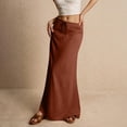 thumbnail image 2 of Women’s Long Maxi Skirt with Elastic Waistband Casual Loose Fit Lightweight Solid Straight Hem Floor Length Skirt Brown L, 2 of 6