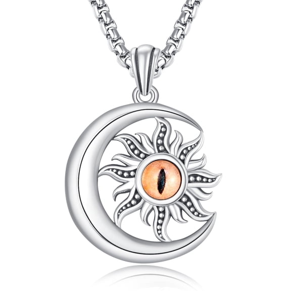 925 Sterling Silver Sun and Moon Necklace Moon and Sun Necklace Celestial Jewelry Gift