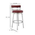 thumbnail image 5 of 26 Inch Leatherette Counter Height Barstool, Silver and Red- Saltoro Sherpi, 5 of 5
