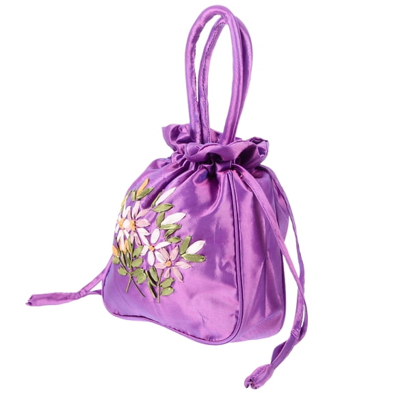 Raindrops Embroidered Drawstring Tote Bag Ethnic Handbag Purse for Women